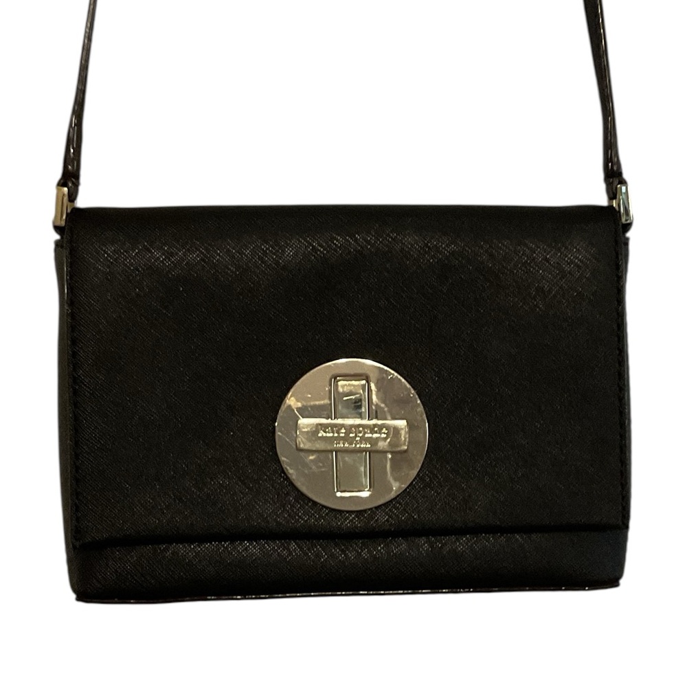 Kate Spade NY Black SAFFIANO Leather cross Bag with Gold Accents